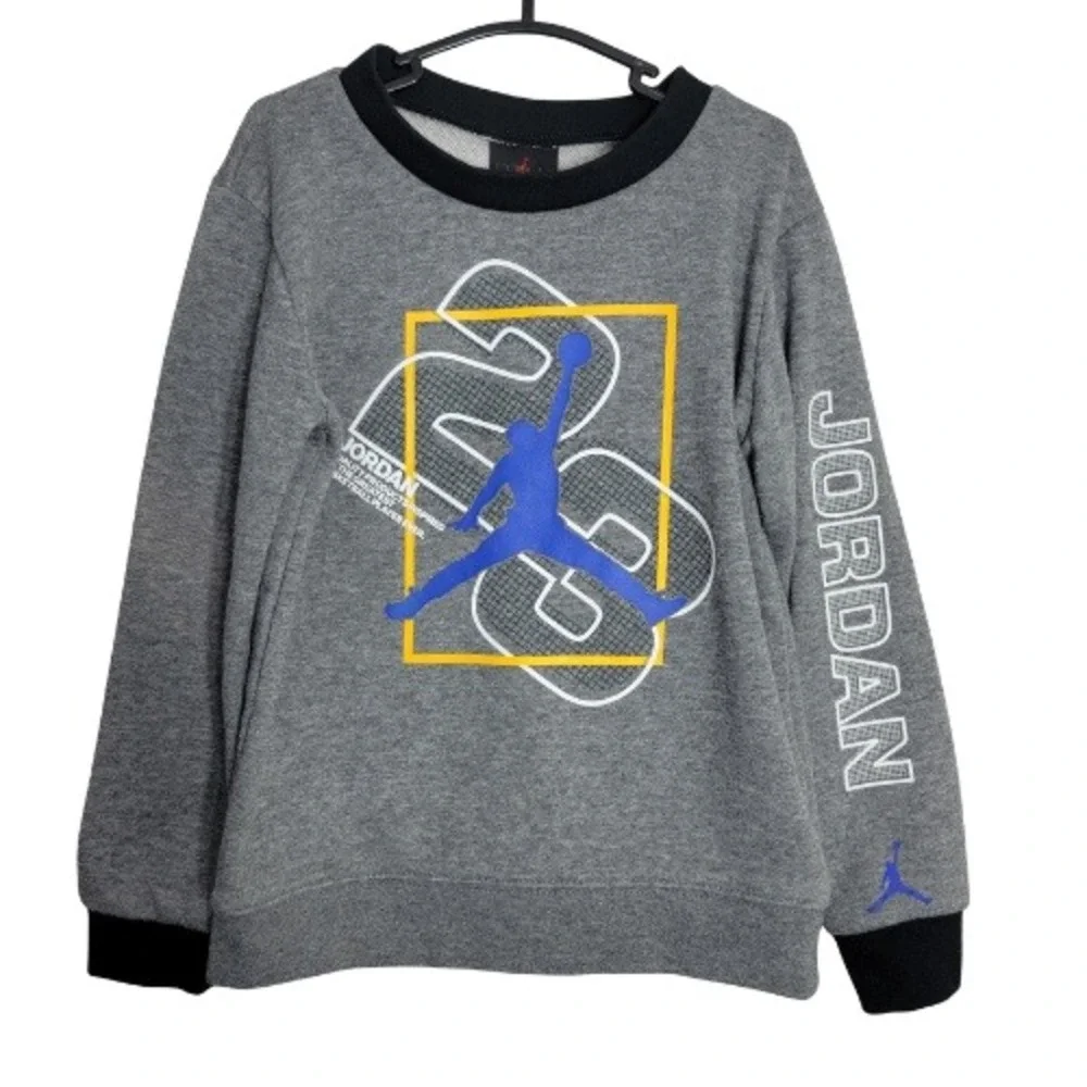 Jordan Kids Gray Graphic Jumpman Crewneck Sweatshirt Size 4T Boys Pullover